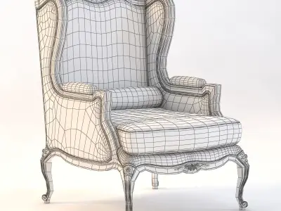 Louis Xv Style Gilded Wing Chair 3D model