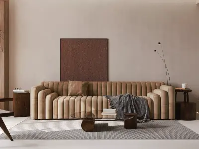 Modern living room dining room interior scenes 400 3D model
