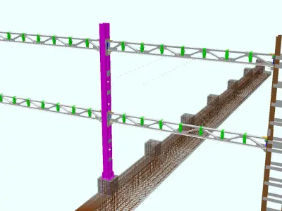 Steel frame with foundation 3D model
