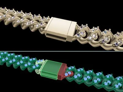 Cuban Diamond Chain Bracelet Necklace Link SIZE 6MM Width 3D print model