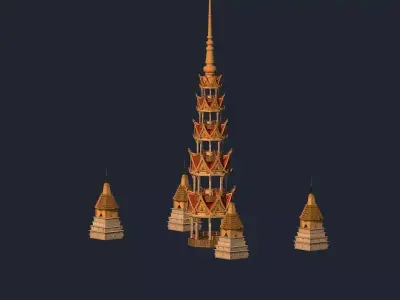    Thailand architecture Low-poly 3D model