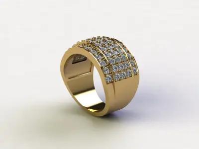 Man Ring 2020 with diamond in Asia with Cad file R29 3D model