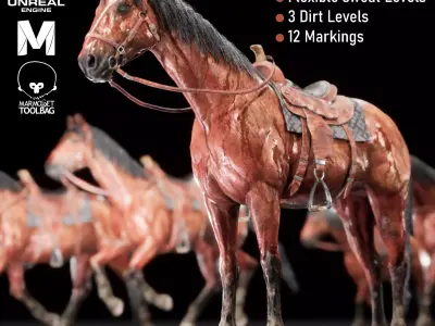 Real-Time Horse Animated and Integrated in Unreal Engine Low-poly 3D model
