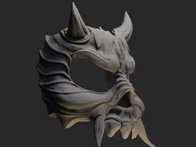 Wearable Mask 17 Skull Horn 3D print model 3D print model