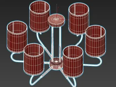 konrad light chrome chandelier with glass cylinders 3D model