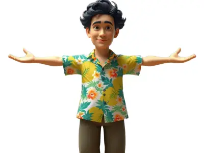 Tropical Shirt Character model pack Low-poly 3D model
