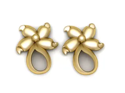 GOLD FLOWER EARRING 3D PRINTABLE MODEL 3D print model