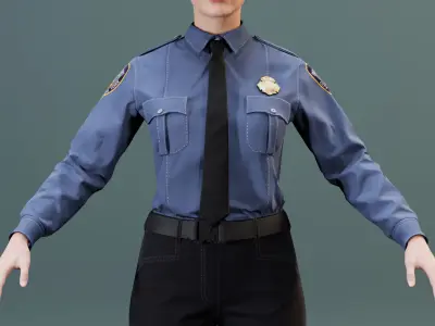 Police Uniform For MetaHuman - Game Ready Clothing - Rigged Low-poly 3D model