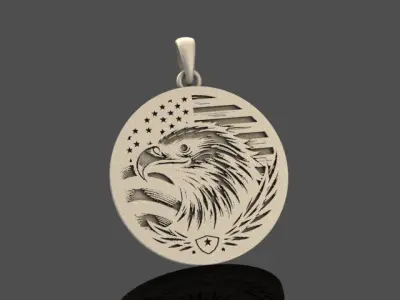 american flag eagle pendant 3D print model