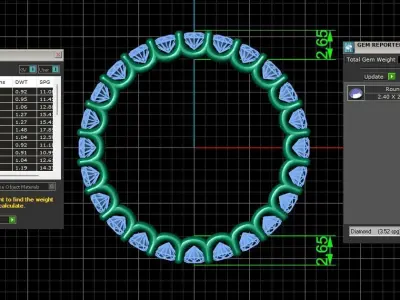 U Shaped Eternity Ring 2 point 4 mm stone size swiss 10 and EU50 3D print model