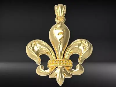 fleur de lis Necklace Pendant Charm Jewelry 3D print model