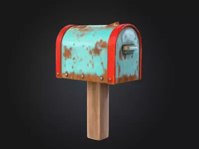 Rustic Mailbox Low-poly 3D model