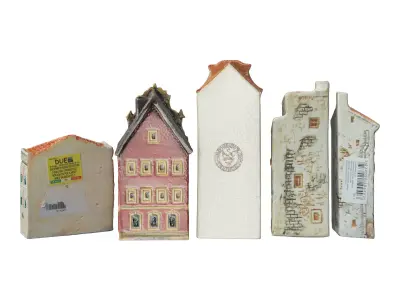 Decorative set of houses on the shelf 3D model