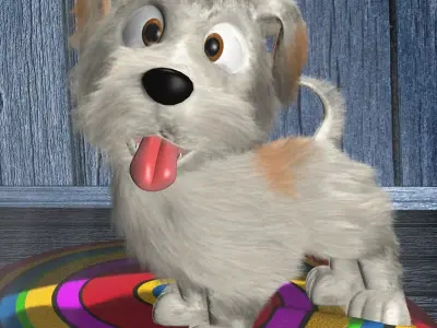 Cartoon Little Dog RIGGED Low-poly 3D model