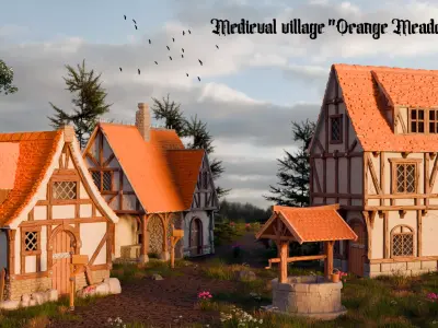 Medieval village - Orange Meadow  3D Model Collection