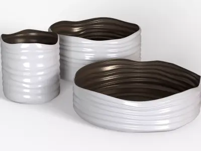 White Plastic Basket Set 3D model