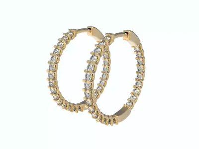 Inside Outside Diamond Hoop Earring small size 3D print model