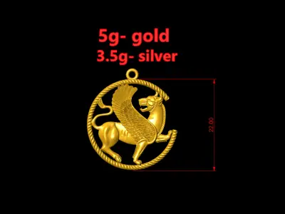 Brooch and Pendant of the Persian Griffin 3D print model