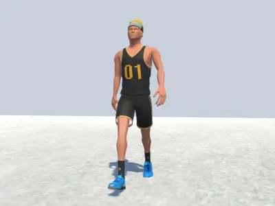 Basket ball player Rigged Low-poly 3D model