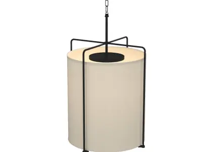 Kempsey Three Light Harvest Linen Shade Farmhouse Pendant Light 3D model