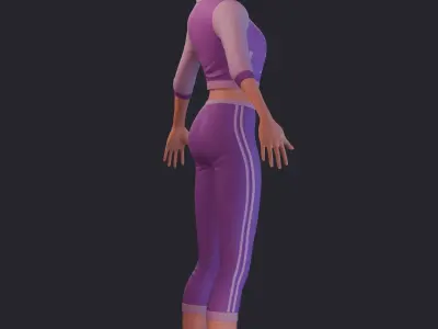 Girl in the sport suit - stylized Low-poly 3D model