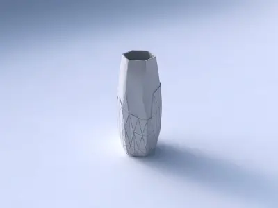 Vase hexagon with partial random triangle plates 3D print model
