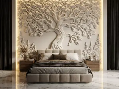modern panel wall decor set relief stl mural CNC 178 3D model
