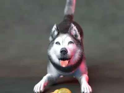 Photo realistic looking Dog Low-poly 3D model