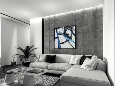 Paris living and dining room interior 3D print model