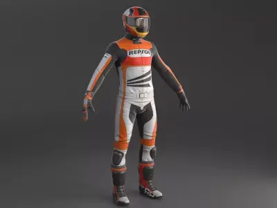 Biker Racing Motorcycle Rider 3D model