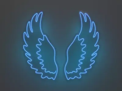 Angel Wings 2 - Neon Sign 3D model