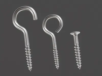 Screw hooks 02 Low-poly 3D model