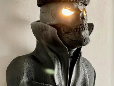 Wall Lamp Skull with cloak and collar open eyes 3D print model