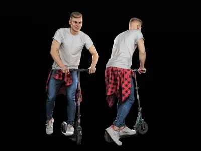 Stylish man on a scooter 29 Low-poly 3D model