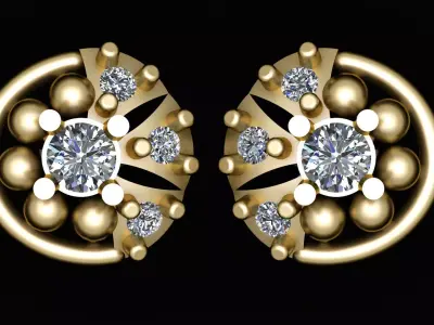 DIAMOND PRINCESS EARRING 3D PRINTABLE MODEL 3D print model