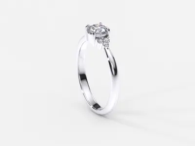ZDR0218 diamond engagement ring gold 3D print model