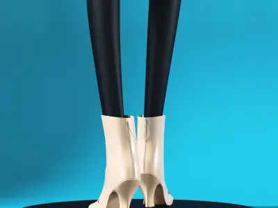 Fendi White Ankle Boots 3D model