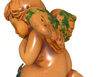 Sleeping Cherub Terracotta Garden Statue Low-poly 3D model