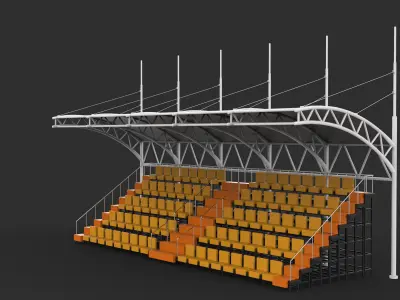 Bleacher with canopy shade 3D model