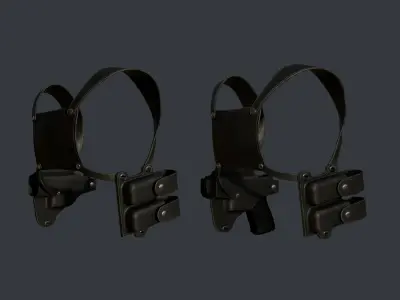 Leather Detective Holster Low-poly 3D model Low-poly 3D model