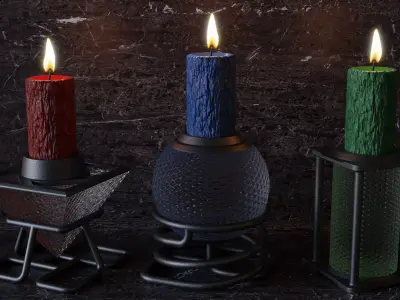 Candles and Candle Holders Low-poly 3D model