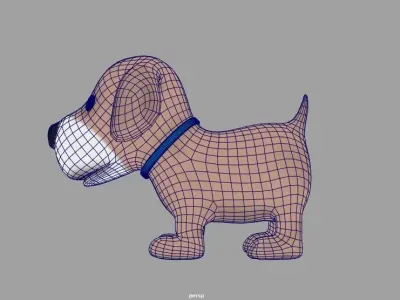 cartoon dog rig and animate Low-poly 3D model