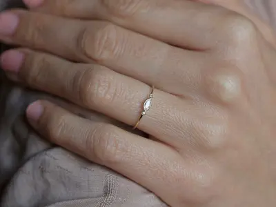 Delicate Three Diamond ring with  Marquise  Diamond 3D print model