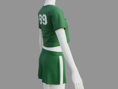 Womens t-shirt and shorts 3D model