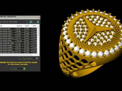 Mercedes MENS Ring with DIAMOND 3D print model