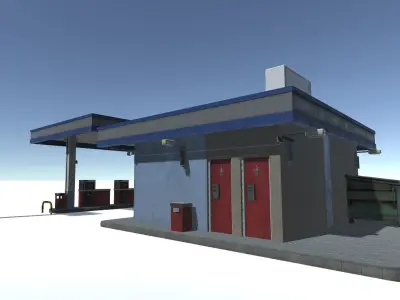 Gas Station Low-poly 3D model