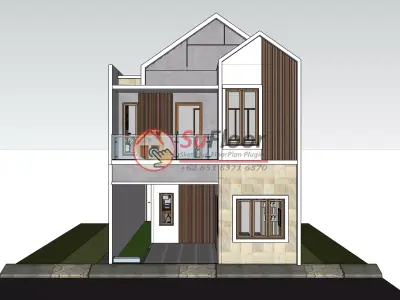 House 6x12m code 654 - Sketchup 3D model 3D model 3D model