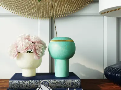 Media console with decor by CB2 3D model