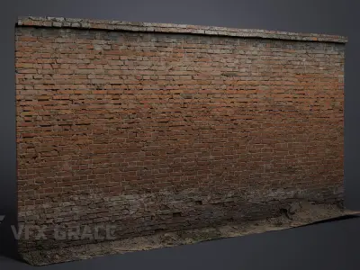 Red Brick Wall 005 3D model