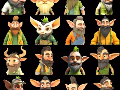Enchanted Grove Guardians - Fantasy Gnome Figurine Collection 3D print model